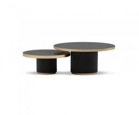 Ensemble de table basse de designer 2x Tables basses Salon en acier inoxydable Mobilier Table