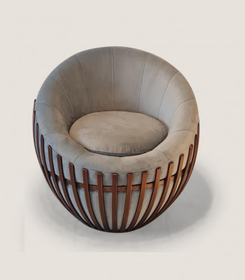 Fauteuil gris design Meuble de salon Siège rembourré Fauteuil en tissu Lounge Club