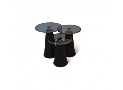 Table d'appoint moderne noire Ensemble de 3 tables basses de salon de luxe neuves