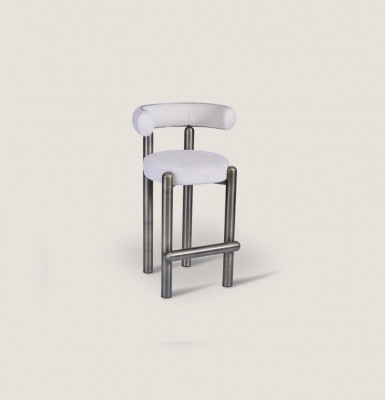 Tabouret de bar blanc design avec pieds en acier inoxydable Mobilier de bar luxueux d'une seule place