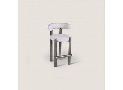 Tabouret de bar blanc design avec pieds en acier inoxydable Mobilier de bar luxueux d'une seule place