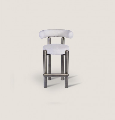 Tabouret de bar blanc design avec pieds en acier inoxydable Mobilier de bar luxueux d'une seule place