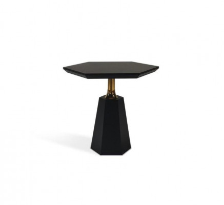 Élégante table d'appoint hexagonale noire pour salon.