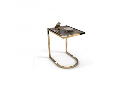 Table d'appoint de luxe Designer Table de salon en acier inoxydable avec plateau en verre