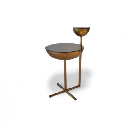 Table d'appoint moderne avec plateau en verre, style table basse ronde design