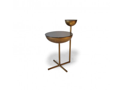 Table d'appoint moderne avec plateau en verre, style table basse ronde design