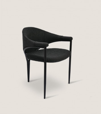 Chaise design noire de luxe pour salle à manger, siège unique, mobilier moderne.