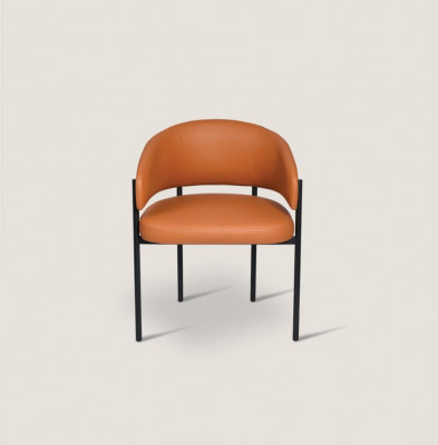 Chaise de luxe orange moderne Chaises de salle à manger Rembourrage Imitation cuir Mobilier