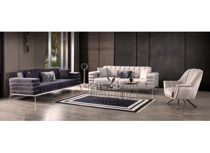 Ensemble de canapé de luxe 321 Design de canapé moderne Canapé Rembourré Gris neuf