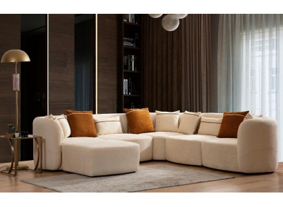 Salon Beige Canapé Moderne en forme de L Siège Canapé d'angle Canapé Mobilier rembourré