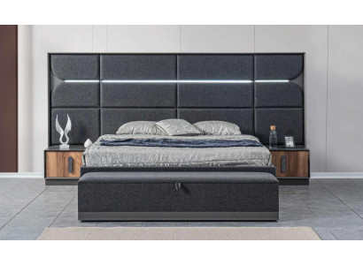 Lit 2x Tables de chevet 3 pièces. Ensemble de chambre à coucher Design Moderne Luxe nouvel ensemble