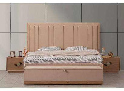 Chambre à coucher Lit 180x200 2x Tables de chevet Ensemble 3 pièces luxe moderne