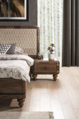 Mobilier de chambre à coucher Lit de designer de luxe 2x Tables de nuit Lit double 3 pièces