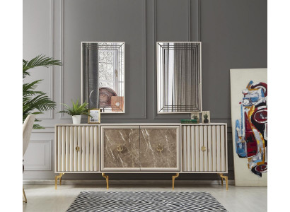 Buffet moderne avec 2 miroirs - Meubles luxueux de salon design en bois.
