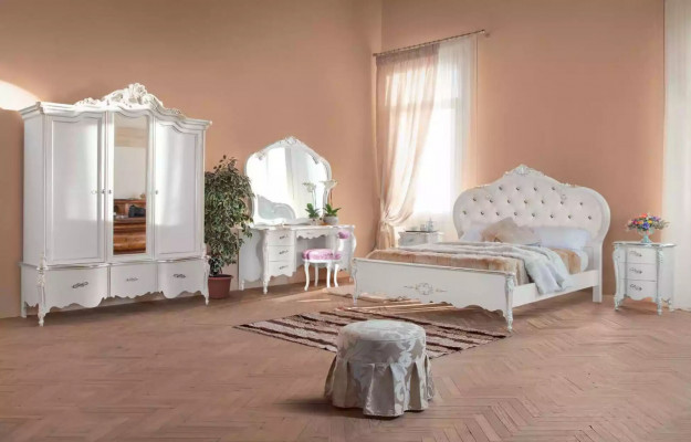Ensemble de meubles de chambre complet en blanc, ensemble de meubles classiques 8 pièces neuf.