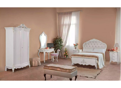 Ensemble de chambre complète Lit Tables de chevet Armoire Tabouret 8 pièces