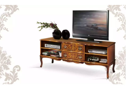 Étagère télé de luxe élégante TV meuble bas buffet en bois Salon marron Meubles