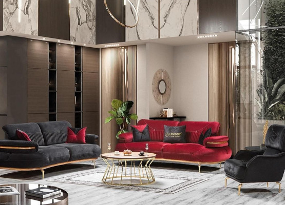exclusif 3 places canapé tissu siège moderne meubles en textile couleur rouge nouveau