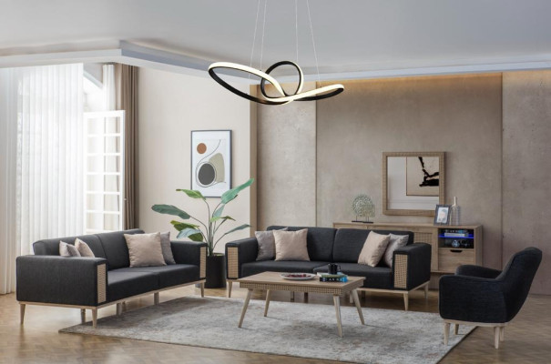 Gris exclusif tissu Fauteuil Rembourrage Mobilier Fauteuil une place Salon