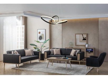 Ensemble moderne de meubles de salon gris de haute qualité.