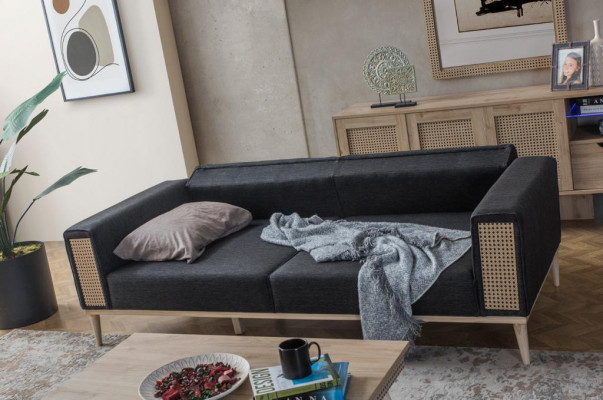 Ensemble moderne de meubles de salon gris de haute qualité.