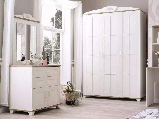 Suite Commode avec ensemble miroir Armoire en bois Blanc Design de commodes