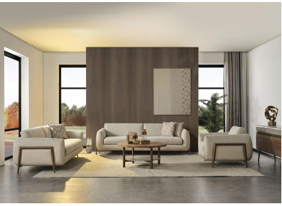 Ensemble de canapé complet en tissu beige rembourré