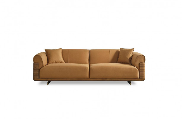 Ensemble de canapé complet avec canapé rembourré marron trois places fauteuil moderne 3 pièces
