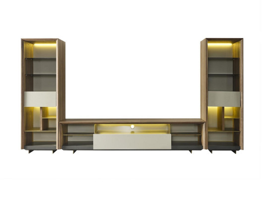 Unité murale Meuble TV Meuble bas TV Buffet Armoire 3 pièces Bois Marron