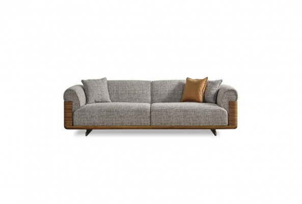 Canapé trois places Canapé trois places Rembourré Gris Tissu Polyester Canapé Moderne