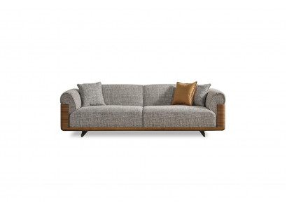 Canapé trois places Canapé trois places Rembourré Gris Tissu Polyester Canapé Moderne