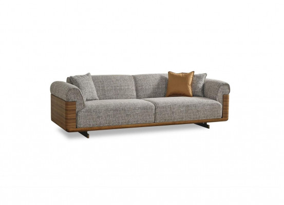 Canapé trois places Canapé trois places Rembourré Gris Tissu Polyester Canapé Moderne
