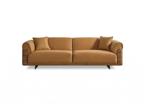 Canapé trois places Canapé 3 places Canapé rembourré en tissu marron Polyester Canapé moderne