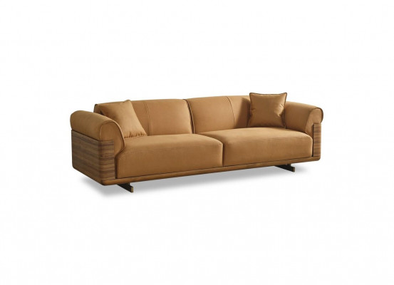 Canapé trois places Canapé 3 places Canapé rembourré en tissu marron Polyester Canapé moderne