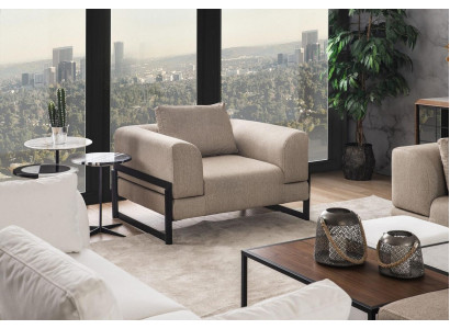 Fauteuil simple en tissu gris en polyester pour une personne, nouveau fauteuil de salon à dossier haut.