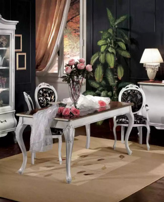 Conception Salle à manger Mobilier en bois 4x Chaise Blanche Table Ensemble de salle à manger Ensemble de salle à manger 5 pièces