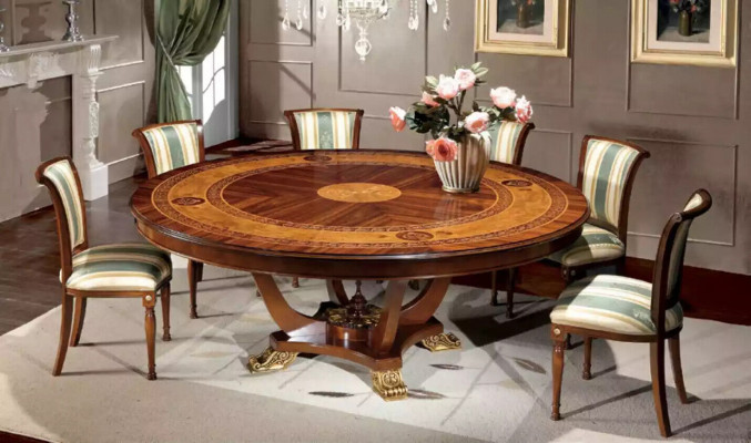 Table ronde Tables en bois Style classique Meubles de salle à manger et de salon Marron nouveau