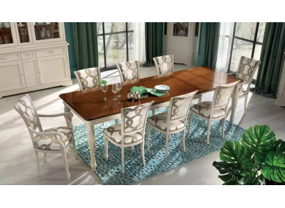Ensemble de salle à manger Table 8x Chaises Ensemble de table Groupe de meubles Italie Bois
