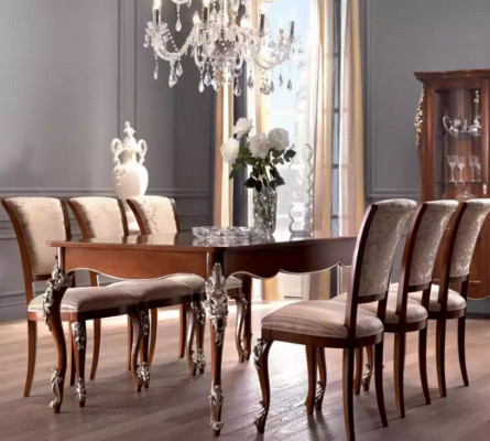 Salle à manger Set 6x Chaises Ensemble de salle à manger chaise en bois chaise rembourrée chaise de luxe nouveau