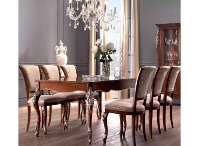 Salle à manger Set 6x Chaises Ensemble de salle à manger chaise en bois chaise rembourrée chaise de luxe nouveau