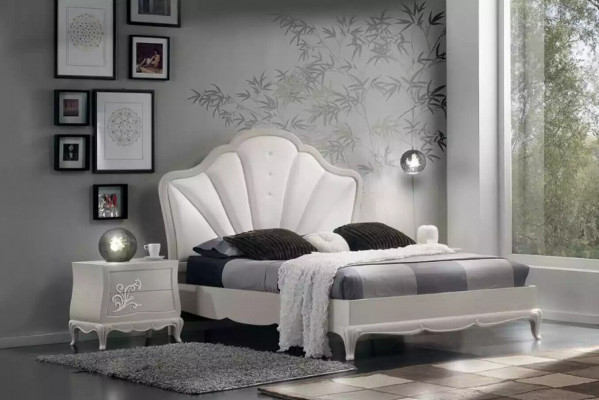 Ensemble de chambre de luxe 5 pièces. Lit 2x Tables de chevet Commode Meubles de designer