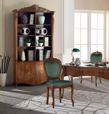 Mobilier de bureau classique brun en bois Table Chaises Étagère