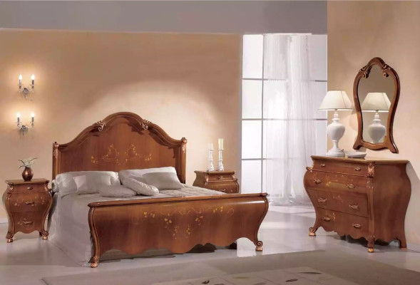 Chambre Miroir Commode Bois Classique s Design Luxe Marron neuf