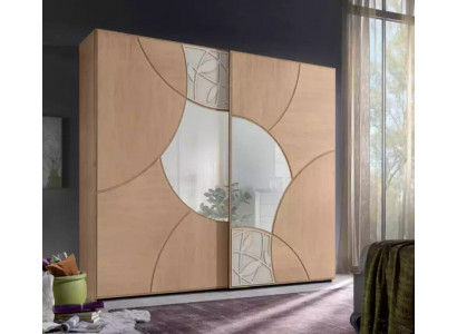 Armoire avec portes coulissantes Chambre Armoire en Bois Marron Miroir