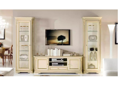 Italienisches Wohnzimmer Wandregal 2x Vitrine Schrank Designer Set 3-teilig