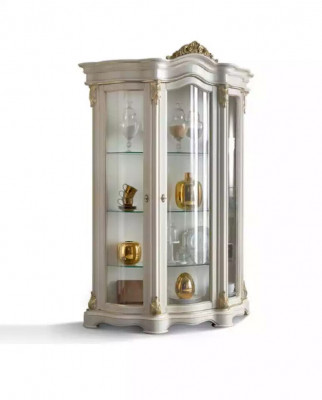Vitrine armoire en bois classique blanc Design Armoires Salon en verre