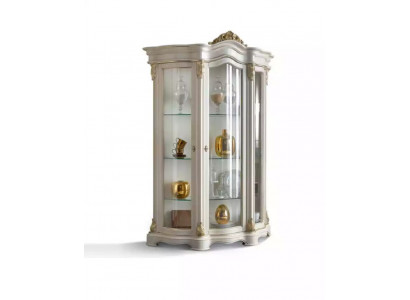 Vitrine armoire en bois classique blanc Design Armoires Salon en verre