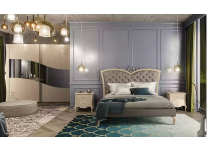 Chambre Lit 2x Tables de chevet Luxe Ensemble complet E Mobilier Chambre 4pcs.
