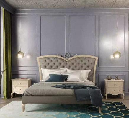 Chambre Lit 2x Tables de chevet Luxe Ensemble complet E Mobilier Chambre 4pcs.