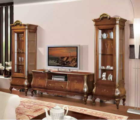 Étagère pour télévision brune Meuble TV Buffet Bahut en bois pour salon Stand Caisson